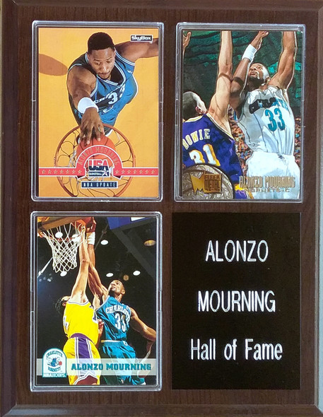 Alonzo Mourning Charlotte Hornets 3-Card 7x9 Plaque