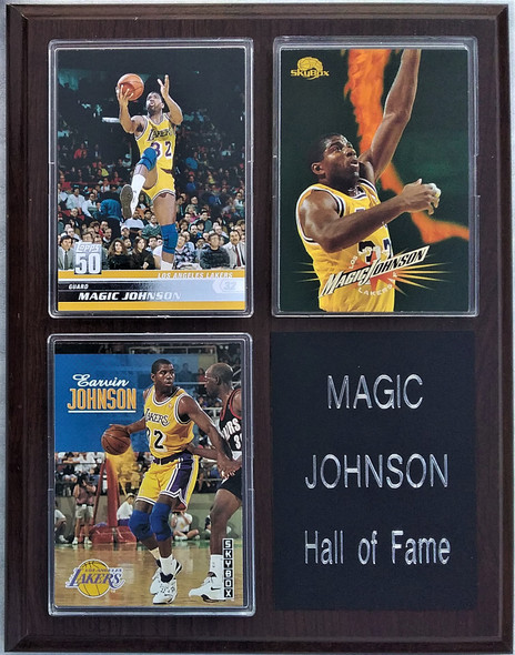 Magic Johnson Los Angeles Lakers 3-Card Plaque 