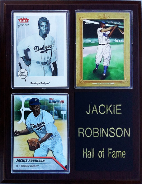 Jackie Robinson Brooklyn Dodgers 3-Card 7x9 Plaque