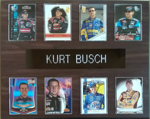 Kurt Busch NASCAR 8-Card 12x15 Cherry-Finished Plaque