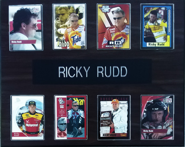 Ricky Rudd NASCAR 8-Card 12x15 Cherry-Finished Plaque