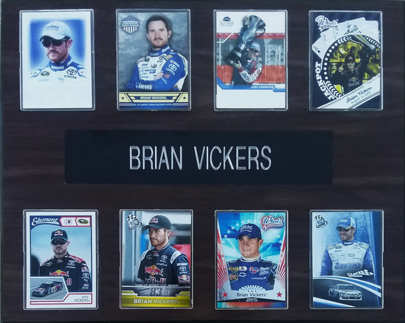 Brian Vickers NASCAR 8-Card 12x15 Cherry-Finished Plaque