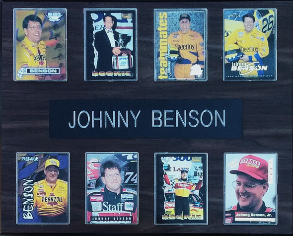 Johnny Benson NASCAR 8-Card 12x15 Cherry-Finished Plaque