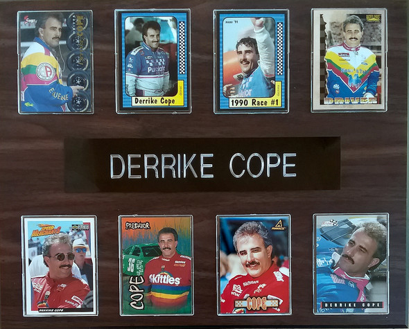Derrike Cope NASCAR 8-Card 12x15 Cherry-Finished Plaque Derrike Cope NASCAR 8-Card 12x15 Cherry-Finished Plaque