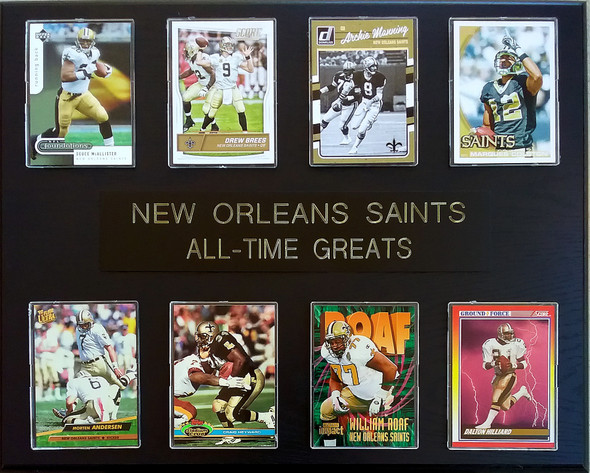 New Orleans Saints All-Time Greats 8-Card 12x15 Black-Oak Plaque