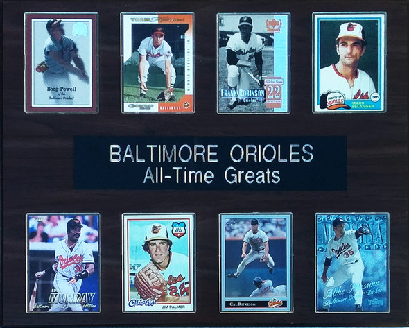 Baltimore Orioles All-Time Greats 8-Card 12x15 Cherry-Finished Plaque