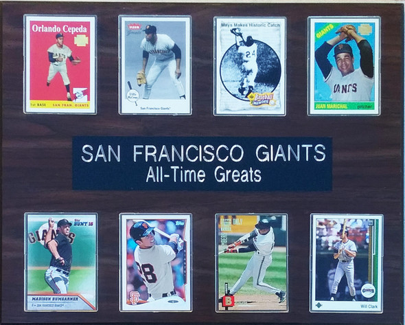 San Francisco Giants All-Time Greats 8-Card 12x15 Cherry-Finished Plaque