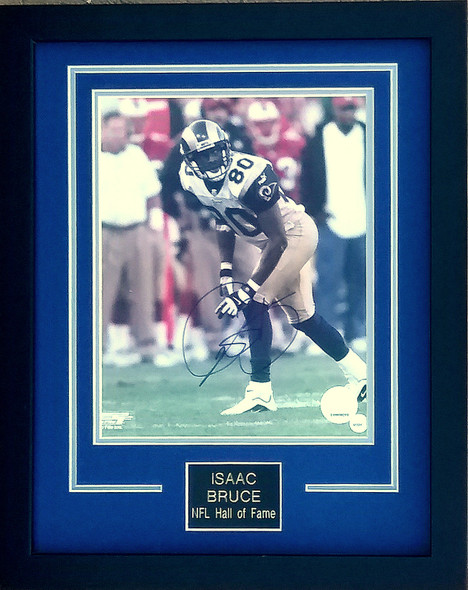 Isaac Bruce St. Louis Rams Autographed 8x10 Photo Matted in a 13x16 Black Frame