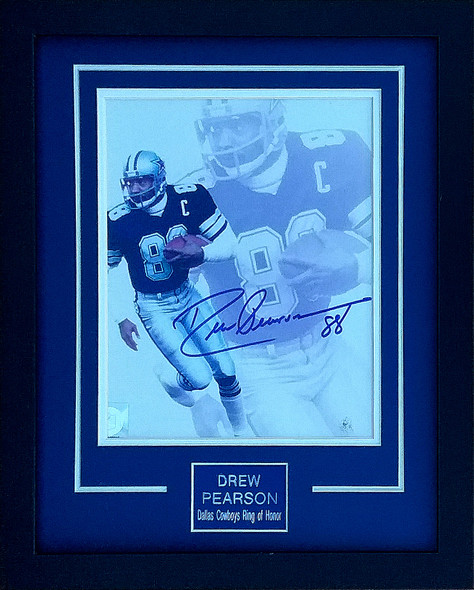 Drew Pearson Dallas Cowboys Autographed 8x10 Photo Matted in a 13x16 Black Frame 