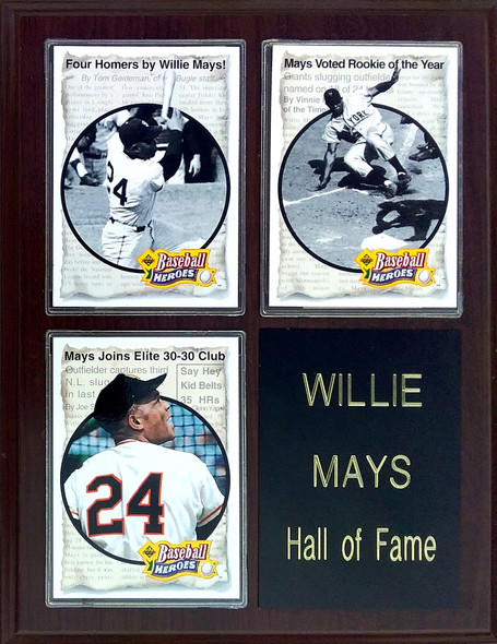 Willie Mays San Francisco Giants 3-Card 7x9 Plaque