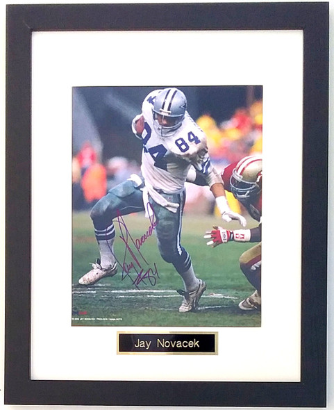 Jay Novacek Dallas Cowboys Autographed 8x10 Photo B Matted in a 13x16 Frame