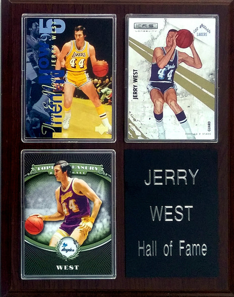 Jerry West Los Angeles Lakers 3-Card 7x9 Plaque
