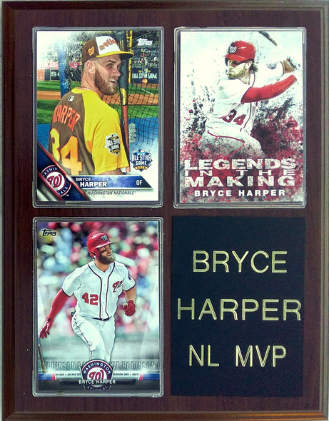 Bryce Harper Washington Nationals 3-Card 7x9 Plaque