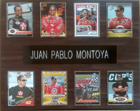 Juan Pablo Montoya NASCAR 8-Card 12x15 Cherry-Finished Plaque