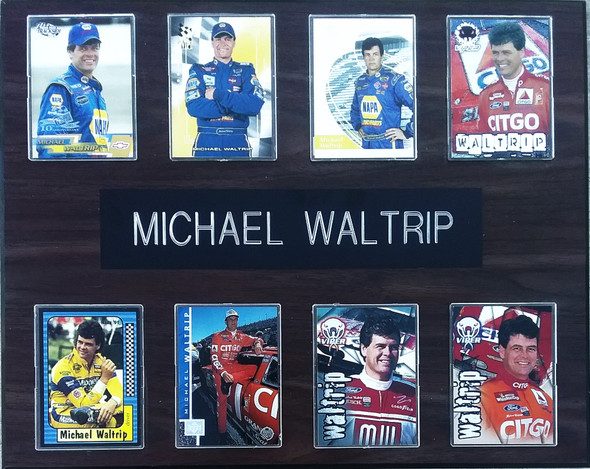 Michael Waltrip NASCAR 8-Card 12x15 Cherry-Finished Plaque