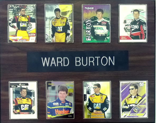 Ward Burton NASCAR 8-Card 12x15 Cherry-Finished Plaque