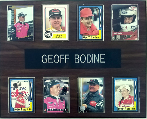 Geoff Bodine NASCAR 8-Card 12x15 Cherry-Finished Plaque