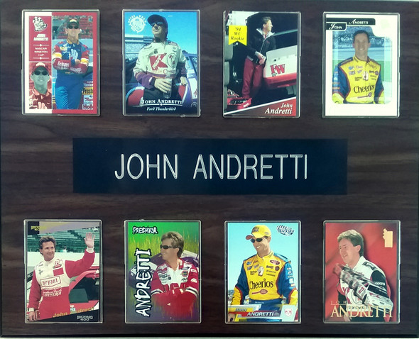 John Andretti NASCAR 8-Card 12x15 Cherry-Finished Plaque