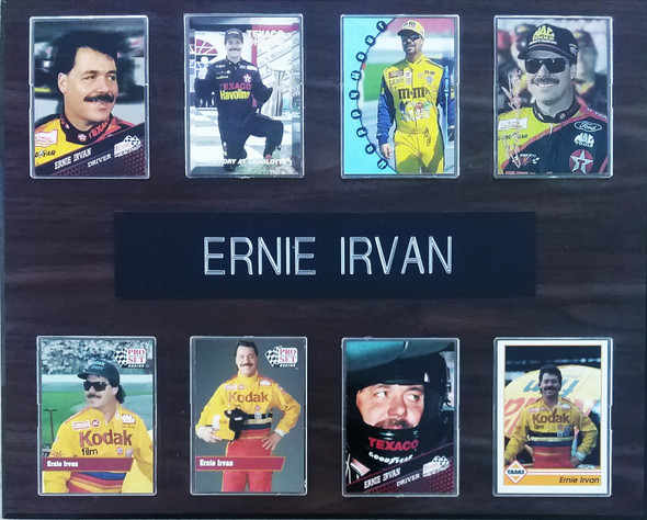 Ernie Irvan NASCAR 8-Card 12x15 Cherry-Finished Plaque