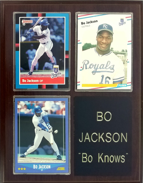 Bo Jackson Kansas City Royals 3-Card 7x9 Plaque
