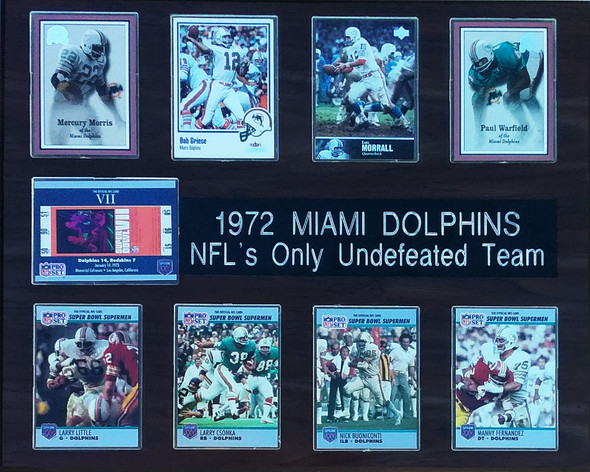 1972 Miami Dolphins Perfect Season 8-Card 12x15 Cherry-Finished Plaque