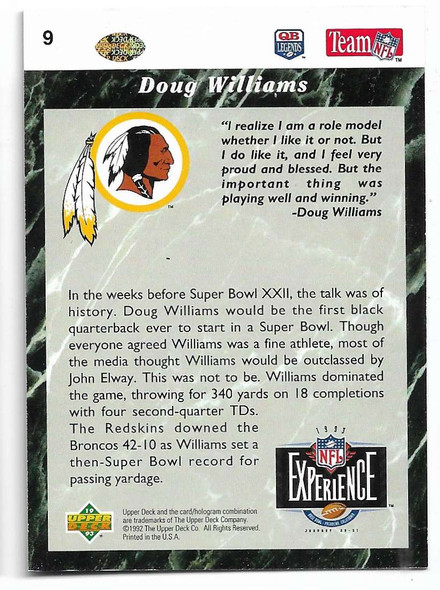 Doug Williams 1993 Upper Deck NFL Experience GOLD Card 9