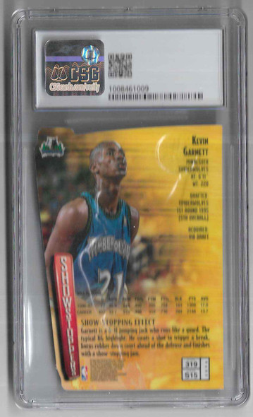 Kevin Garnett Minnesota Timberwolves Topps Finest Showstoppers Gold Card 319 Graded 8.5 CSG