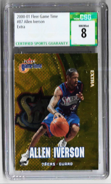 Allen Iverson 2000-01 Fleer Game Time Extra Card 87 Graded 8 CSG