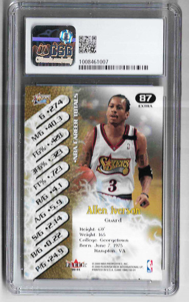 Allen Iverson 2000-01 Fleer Game Time Extra Card 87 Graded 8 CSG