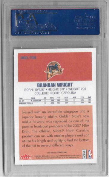 Brandan Wright 2007 Fleer '88 Retro Rookies Card 158 Graded 9 Mint