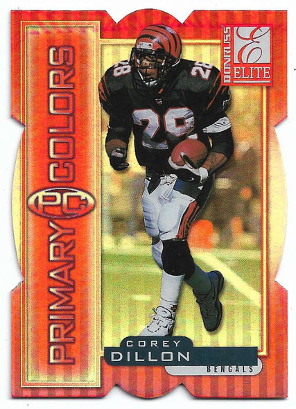 Corey Dillon 1999 Donruss Elite Primary Colors Die-Cut Red Card 14 66/75