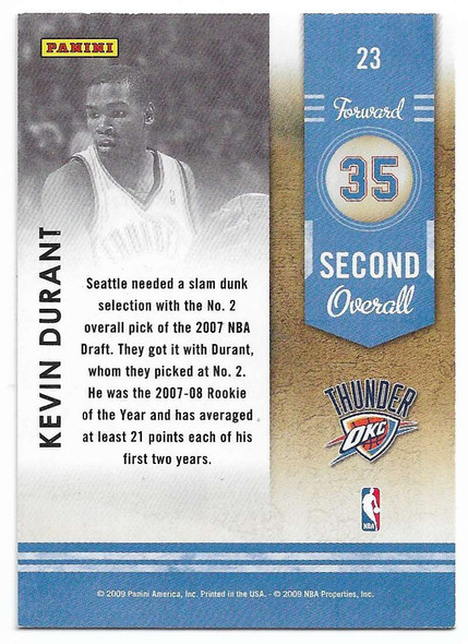 Kevin Durant 2009-10 Playoff Contenders Lottery Winners Card 23