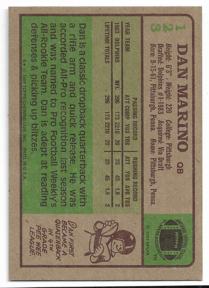 Dan Marino 1984 Topps Rookie Card 123