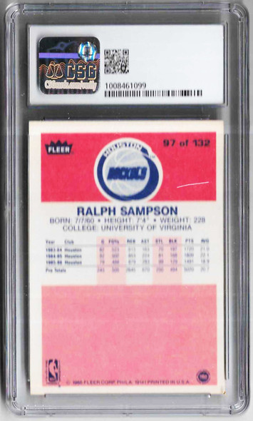 Ralph Sampson 1986-87 Fleer Rookie Card 97 Graded 7.5 CSG