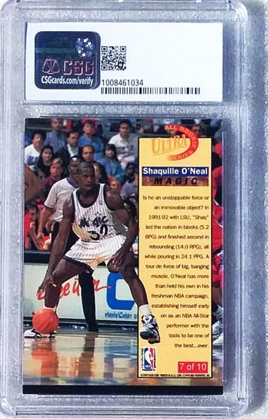Shaquille O'Neal 1992-93 Ultra All Rookie Series Card 7 Graded 8 CSG