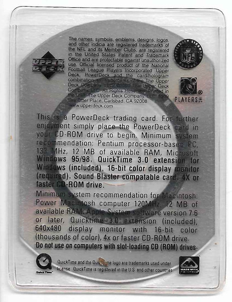 Jake Plummer 1999 Upper Deck PowerDeck Card PD10 in original case