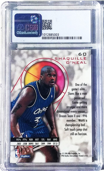 Shaquille O'Neal 1994-96 Skybox E-XL Card 60 Graded 8.5 CSG