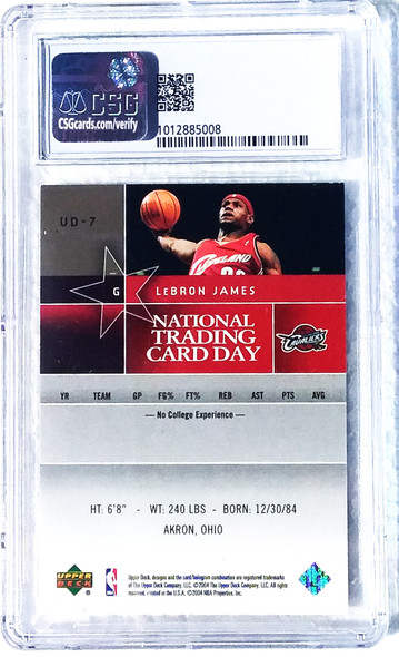 LeBron James 2004 Upper Deck National Trading Card Day Rookie Card UD-7 Graded 5.5 CSG