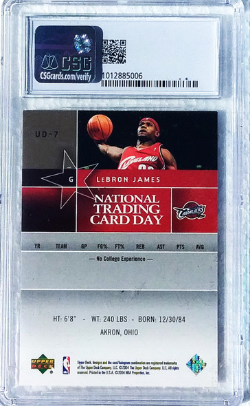 LeBron James 2004 Upper Deck National Trading Card Day Rookie Card UD-7 Graded 6 CSG
