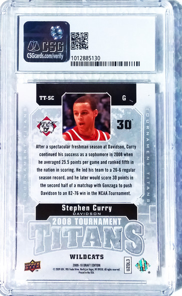 Stephon Curry 2009-10 Upper Deck Draft Edition Tournament Titans Card TT-SC Graded 6 CSG