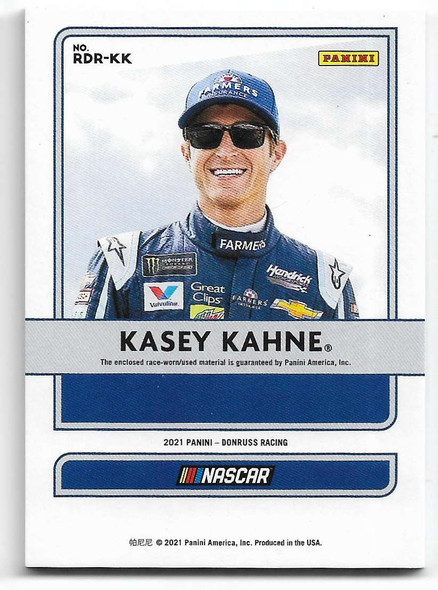 Kasey Kahne 2021 Panini Donruss Racing Race Day Relics Card RDR-KK