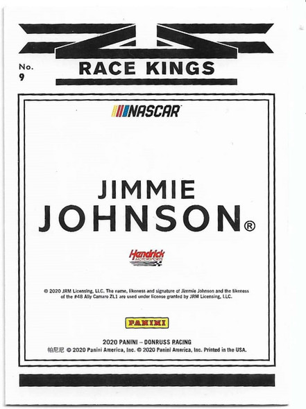 Jimmie Johnson 2020 Panini Donruss Optic Racing Race Kings Red Border Card 9 219/299