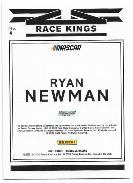 Ryan Newman 2020 Panini Donruss Racing Race Kings Orange Border Card 4