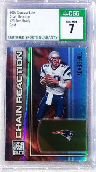 Tom Brady 2007 Donruss Elite Chain Reaction Gold 0749/1000 CSG 7