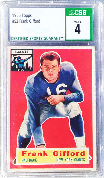 Frank Gifford 1956 Topps Card 53 CSG 4