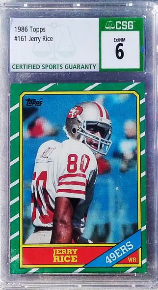 Jerry Rice 1986 Topps Rookie Card 161 CSG 6