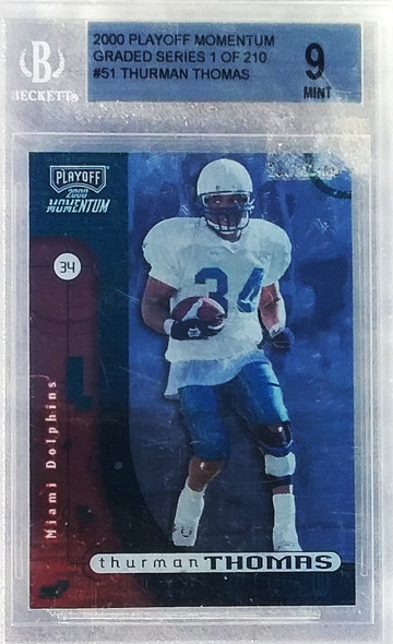 Thurman Thomas 2000 Playoff Momentum Card 51 Beckett 9