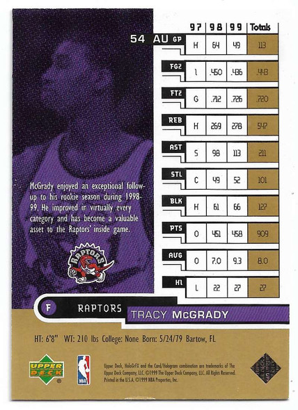 Tracy McGrady 1999-00 HoloGrFX AuSOME GOLD Card 54