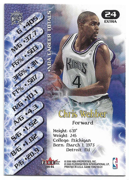 Chris Webber 2000-01 Fleer Game Time Extra Card 24