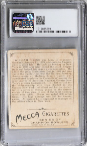 William Heins 1910 Champion T218 Card Graded 2 CSG